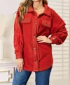 SWEET LOVELY BY JEN BUTTON UP JACKET WITH POCKETS IN MARSALA