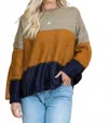 Sweet Lovely By Jen Chunky Knit Colorblock Sweaters In Mocha/camel In Multi