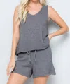 Sweet Lovely By Jen Curvy Knit Set In Charcoal In Pink