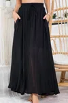 Sweet Lovely By Jen Curvy Smocked Drawstring Maxi Skirt In Black In Black