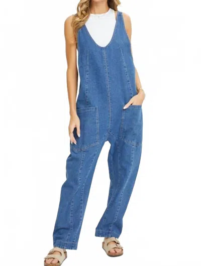 Sweet Lovely By Jen Day Dreamer Overall Jumpsuit In Denim Blue