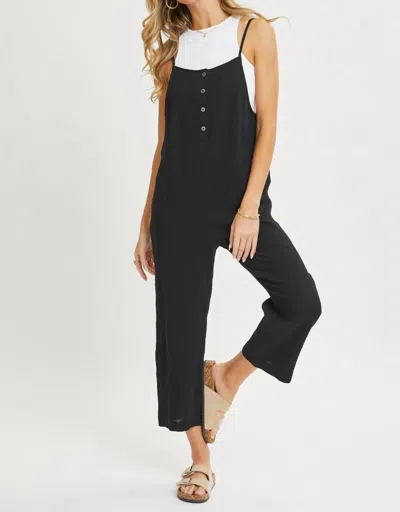 Sweet Lovely By Jen Gauze Jumpsuit In Black