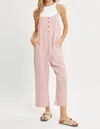 Sweet Lovely By Jen Gauze Jumpsuit In Pink