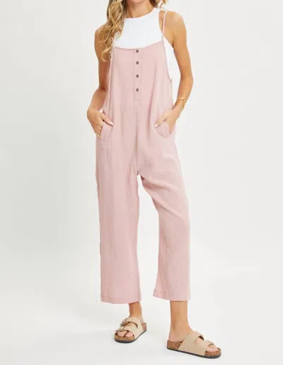Sweet Lovely By Jen Gauze Jumpsuit In Pink