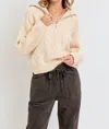Sweet Lovely By Jen Half Zip Janey Sweater In Buttercream