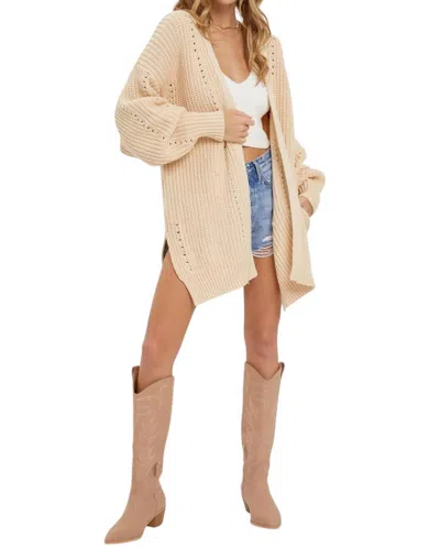 Sweet Lovely By Jen Knit Cardigan Sweater In Neutral Obsessed In Metallic