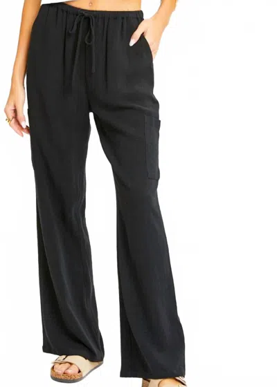 Sweet Lovely By Jen Noe Pull-on Wide Leg Pants In Black