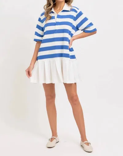 Sweet Lovely By Jen Par-fect Day Striped T-shirt Dress In Blue/white