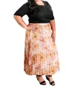 SWEET LOVELY BY JEN PLEATED SKIRT IN NEUTRAL PAINTED FLORALS