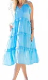Sweet Lovely By Jen Ruffle Front Midi Dress In Aqua In Blue