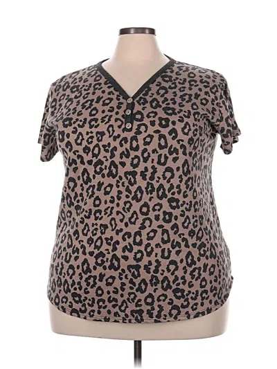 Pre-owned Sweet Lovely By Jen Short Sleeve Blouse In Tan