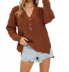 Sweet Lovely By Jen Waffle Soft Chunky Sweater In Camel In Brown