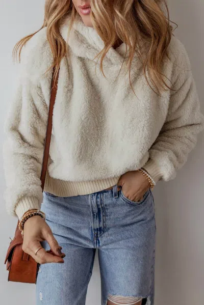 Sweet Lover Fashion Comfy So Soft Plush Hoodie In White
