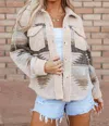 Sweet Lover Fashion Western Aztec Sherpa Buttoned Coat In Beige In Beige