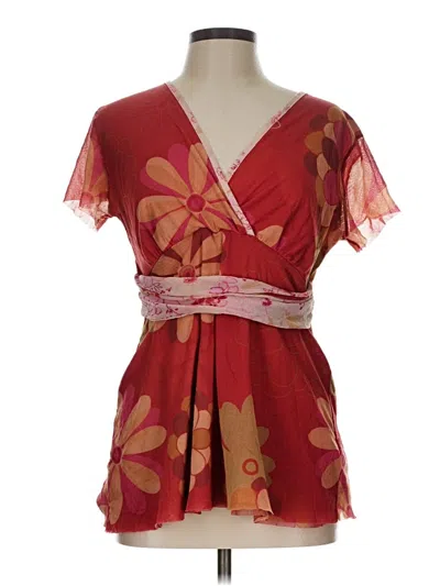 Pre-owned Sweet Pea By Stacy Frati Short Sleeve Blouse In Red