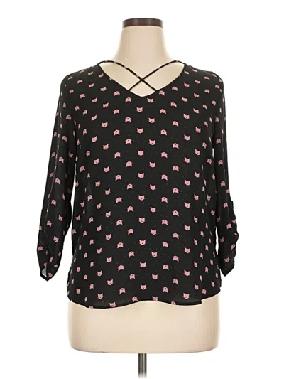 Pre-owned Sweet Rain 3/4 Sleeve Blouse In Black