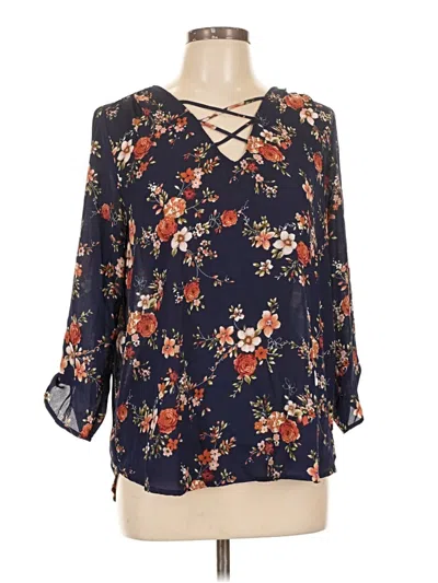 Pre-owned Sweet Rain 3/4 Sleeve Blouse In Blue