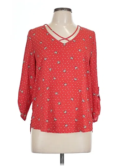 Pre-owned Sweet Rain 3/4 Sleeve Blouse In Red