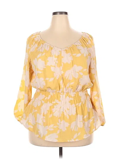 Pre-owned Sweet Rain 3/4 Sleeve Blouse In Yellow