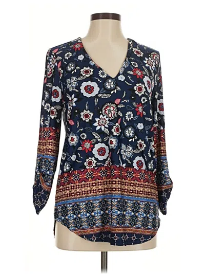 Pre-owned Sweet Rain Long Sleeve Blouse In Blue