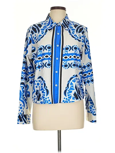 Pre-owned Sweet Rain Long Sleeve Blouse In Blue
