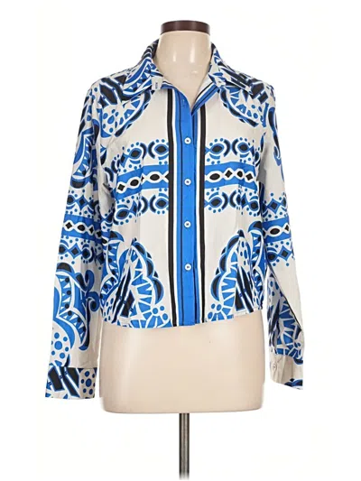 Pre-owned Sweet Rain Long Sleeve Blouse In Blue