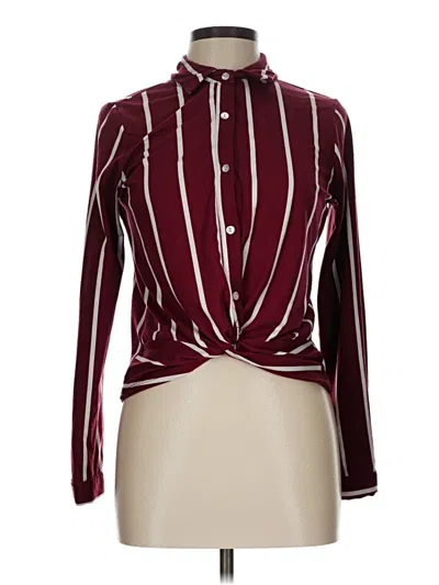 Pre-owned Sweet Rain Long Sleeve Blouse In Burgundy