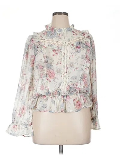 Pre-owned Sweet Rain Long Sleeve Blouse In White