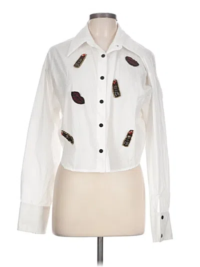 Pre-owned Sweet Rain Long Sleeve Blouse In White