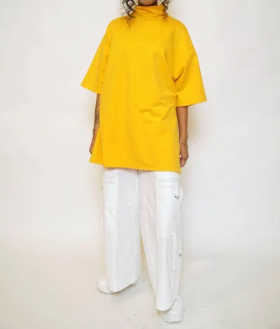 Sweet Rain Oversized Mock Neck Tee In Yellow