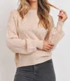 Sweet Rain Rhinestone Sheer Overlay Sweater In Blush In Gold