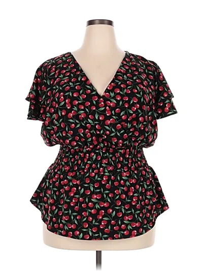 Pre-owned Sweet Rain Short Sleeve Blouse In Black