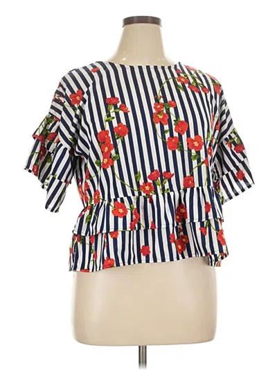 Pre-owned Sweet Rain Short Sleeve Blouse In Blue