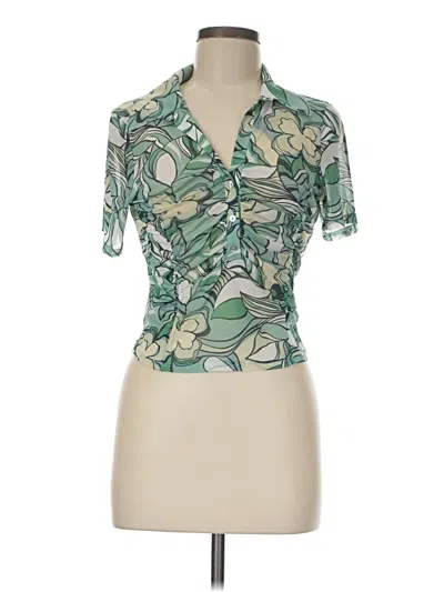 Pre-owned Sweet Rain Short Sleeve Blouse In Green