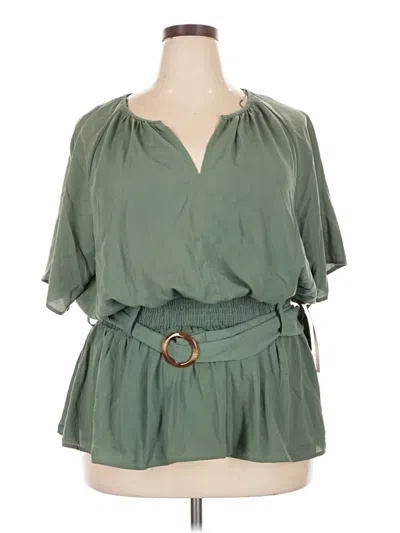 Pre-owned Sweet Rain Short Sleeve Blouse In Green