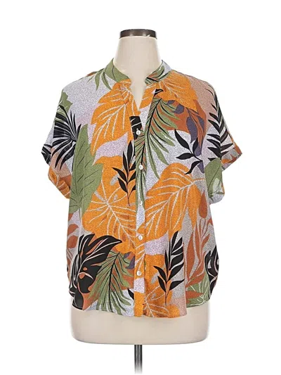 Pre-owned Sweet Rain Short Sleeve Blouse In Orange