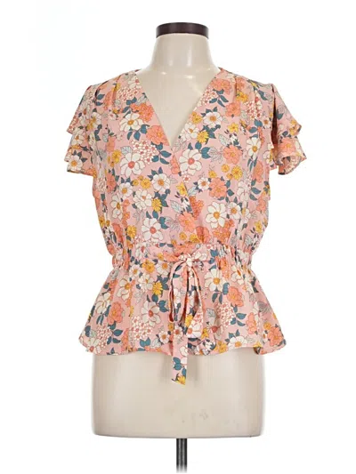 Pre-owned Sweet Rain Short Sleeve Blouse In Orange
