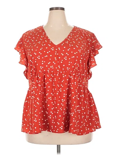Pre-owned Sweet Rain Short Sleeve Blouse In Red