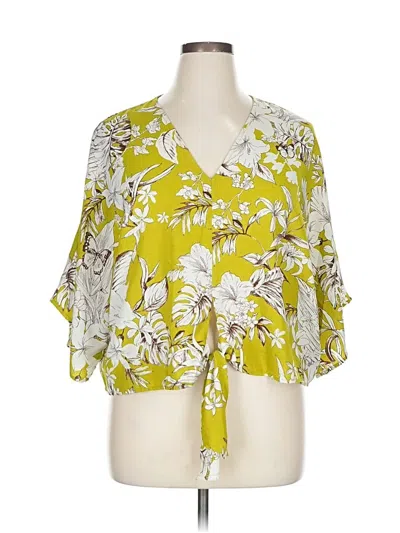 Pre-owned Sweet Rain Short Sleeve Blouse In Yellow