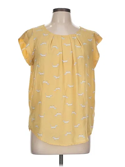 Pre-owned Sweet Rain Short Sleeve Blouse In Yellow