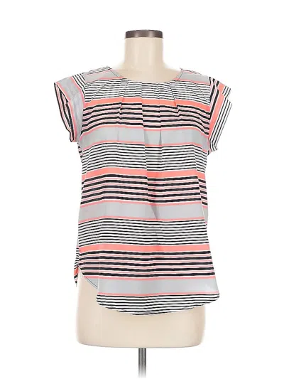 Pre-owned Sweet Rain Short Sleeve Top Pink Stripes Pattern Scoop Neck Tops