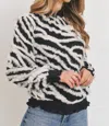 Sweet Rain Textured Zebra Sweater In Black/white In Multi