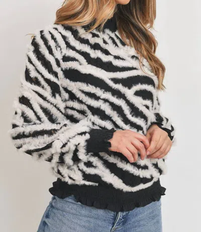 Sweet Rain Textured Zebra Sweater In Black/white In Multi
