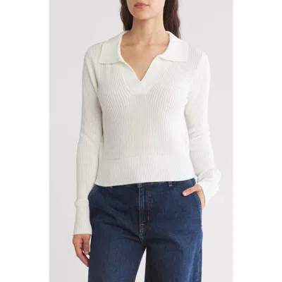 Sweet Romeo Crochet Stitch Collared Sweater In Natural