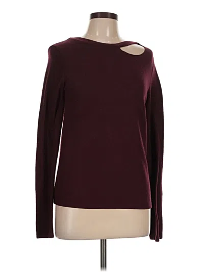 Pre-owned Sweet Romeo Long Sleeve Top Burgundy Keyhole Neckline Tops