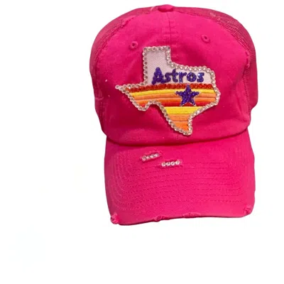 Sweet Texas Treasures Astros Bling Trucker Hat In Hot Pink