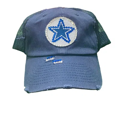 Sweet Texas Treasures Distressed Truckers Cap In Navy In Blue