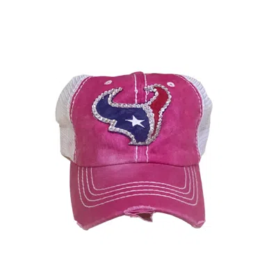 Sweet Texas Treasures Women's Distressed Houston Texan Trucker Cap In Red