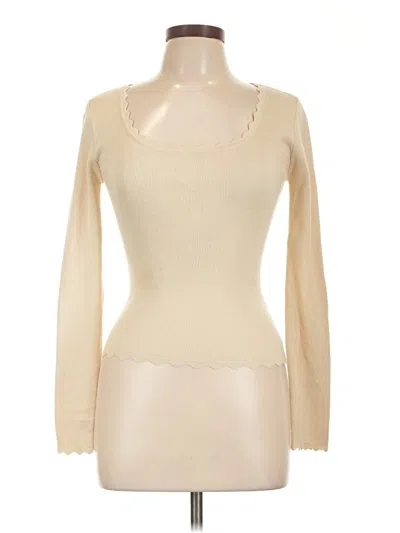 Pre-owned Sweet Wanderer Long Sleeve Top Ivory Sweetheart Neckline Tops