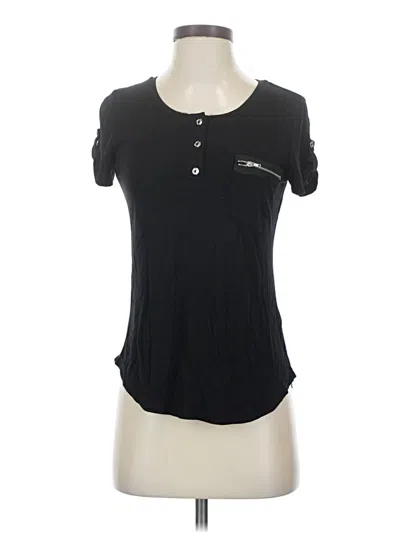 Pre-owned Sweet Wanderer Short Sleeve Top Black Keyhole Neckline Tops